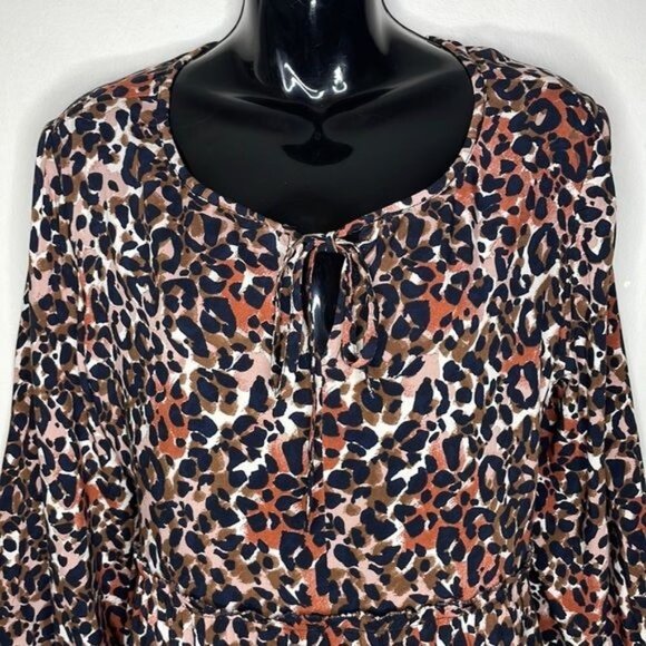 BeachLunchLounge Size M Leopard Print Opal Flowy Tiered Ruffle Boho Blouse $58 - Picture 3 of 13
